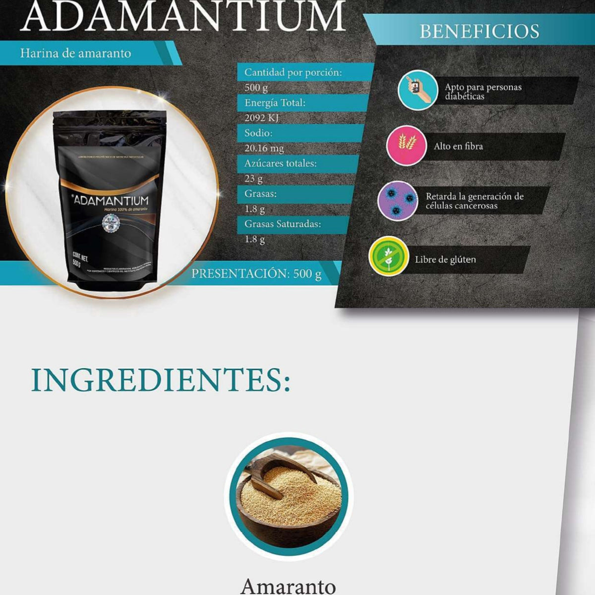 Adamantium Harina de Amaranto 500 g.