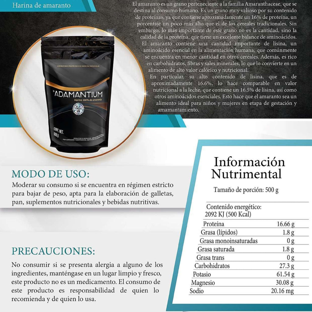 Adamantium Harina de Amaranto 500 g.
