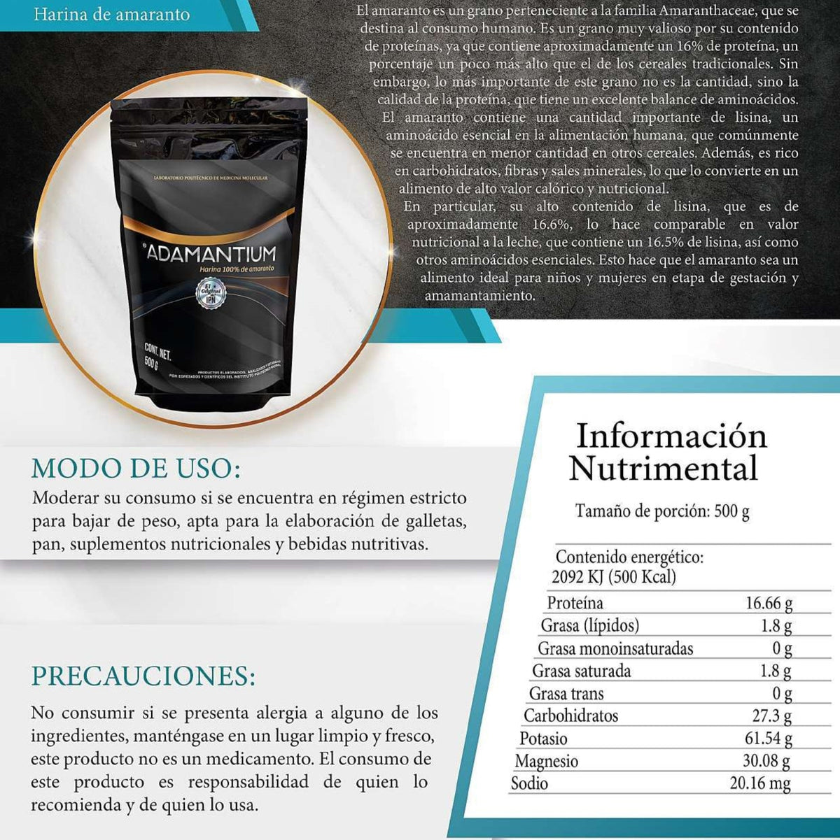 Adamantium Harina de Amaranto 500 g.
