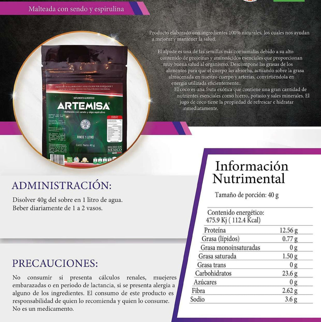 Artemisa Malteada con Sendo y Espirulina 40 g