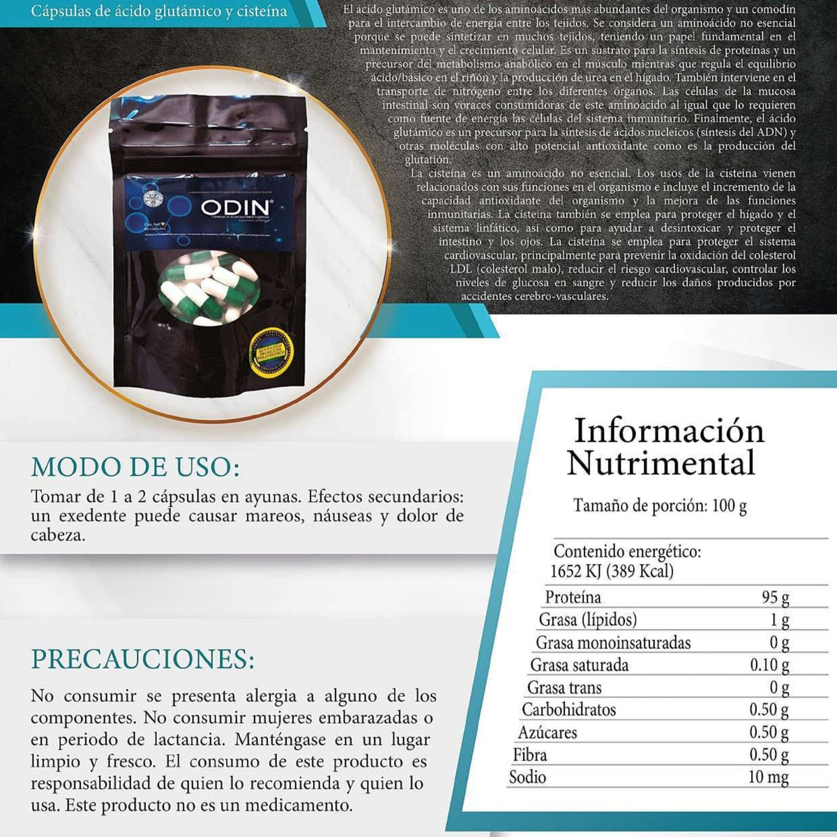 Odin – Fórmula de Aminoácidos Esenciales (Ácido Glutámico, Lisina y Cisteína)