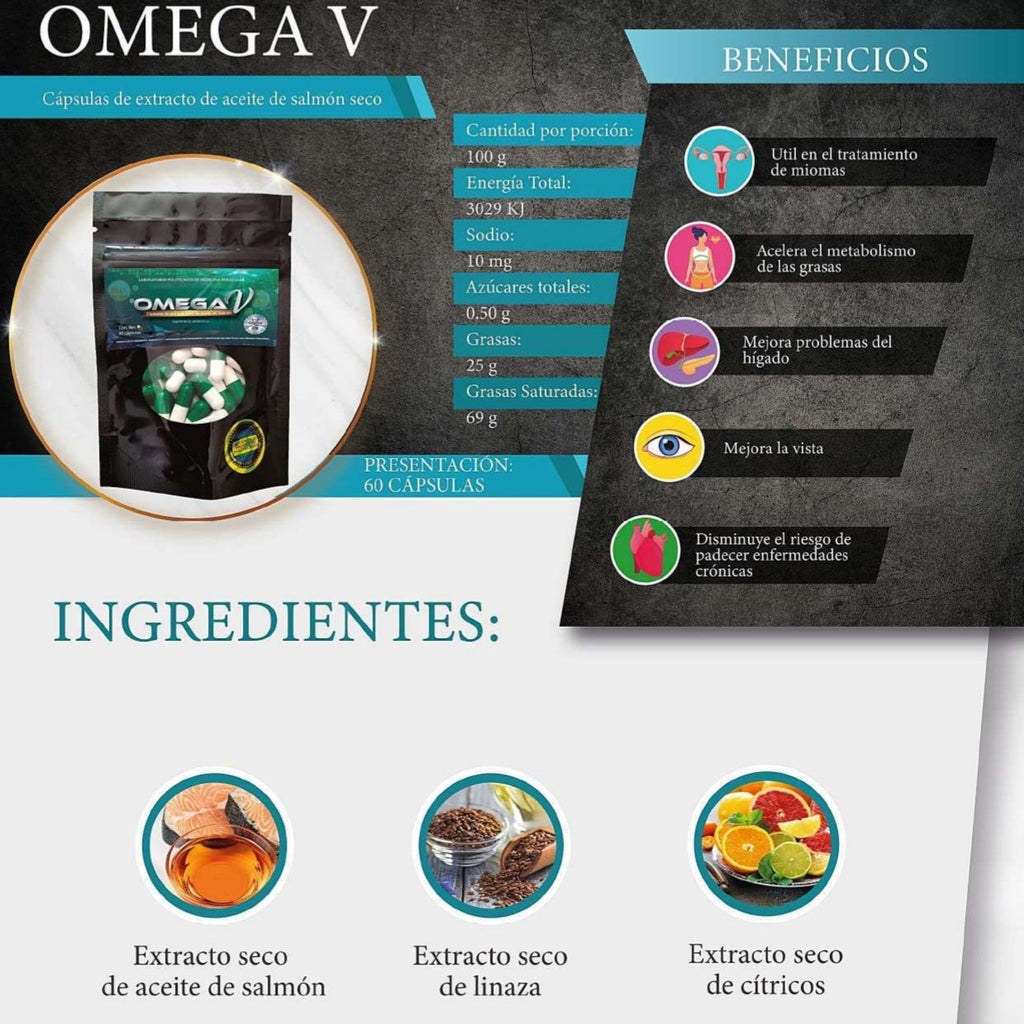 Omega V: Protección Cardiovascular y Potencia Antiinflamatoria de Triple Acción 60 cápsulas.