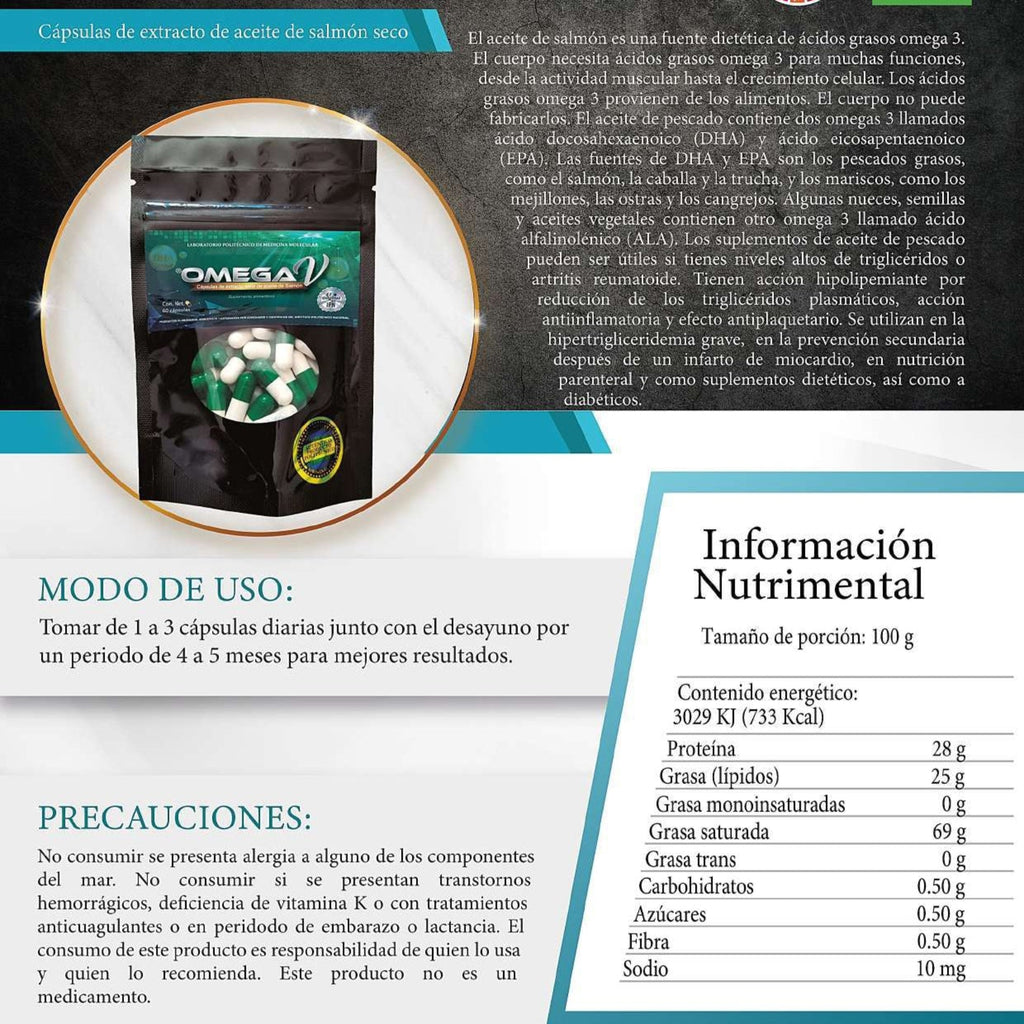 Omega V: Protección Cardiovascular y Potencia Antiinflamatoria de Triple Acción 60 cápsulas.