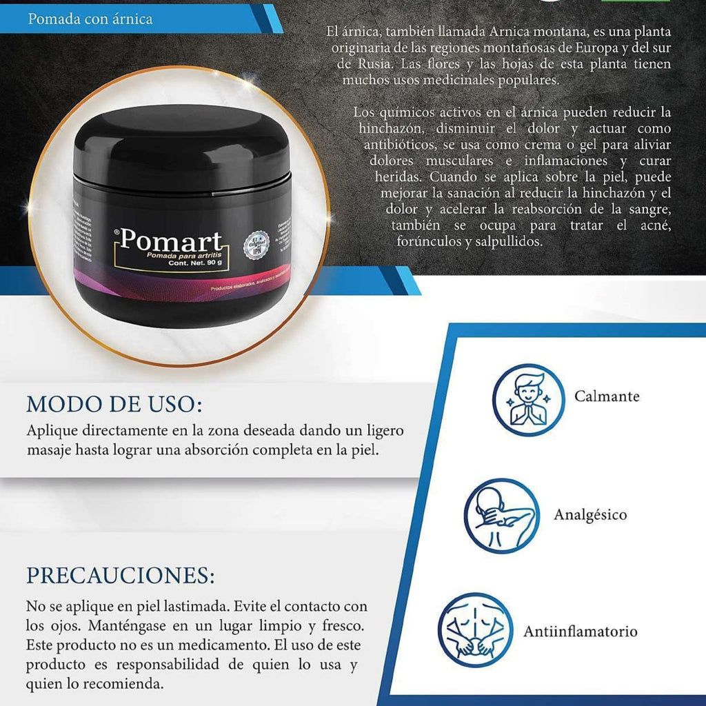 Pomart Pomada con Árnica, Hamamelis, Caléndula y la Manzanilla 90 grs
