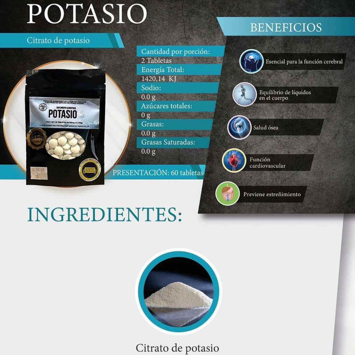 Potasio 60 tabletas