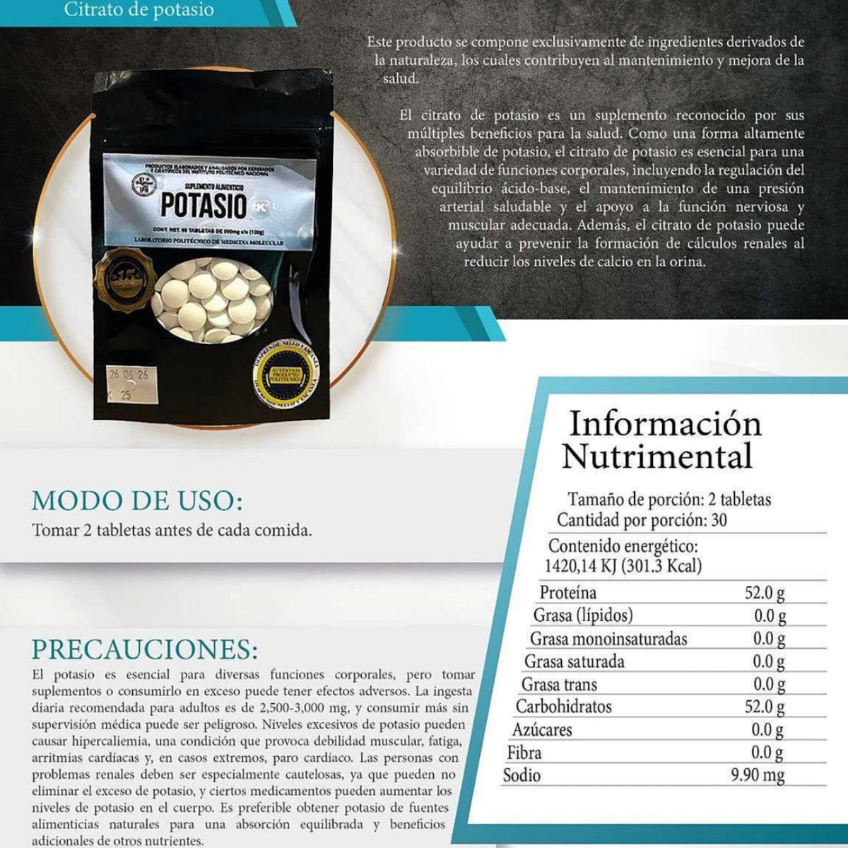 Potasio 60 tabletas