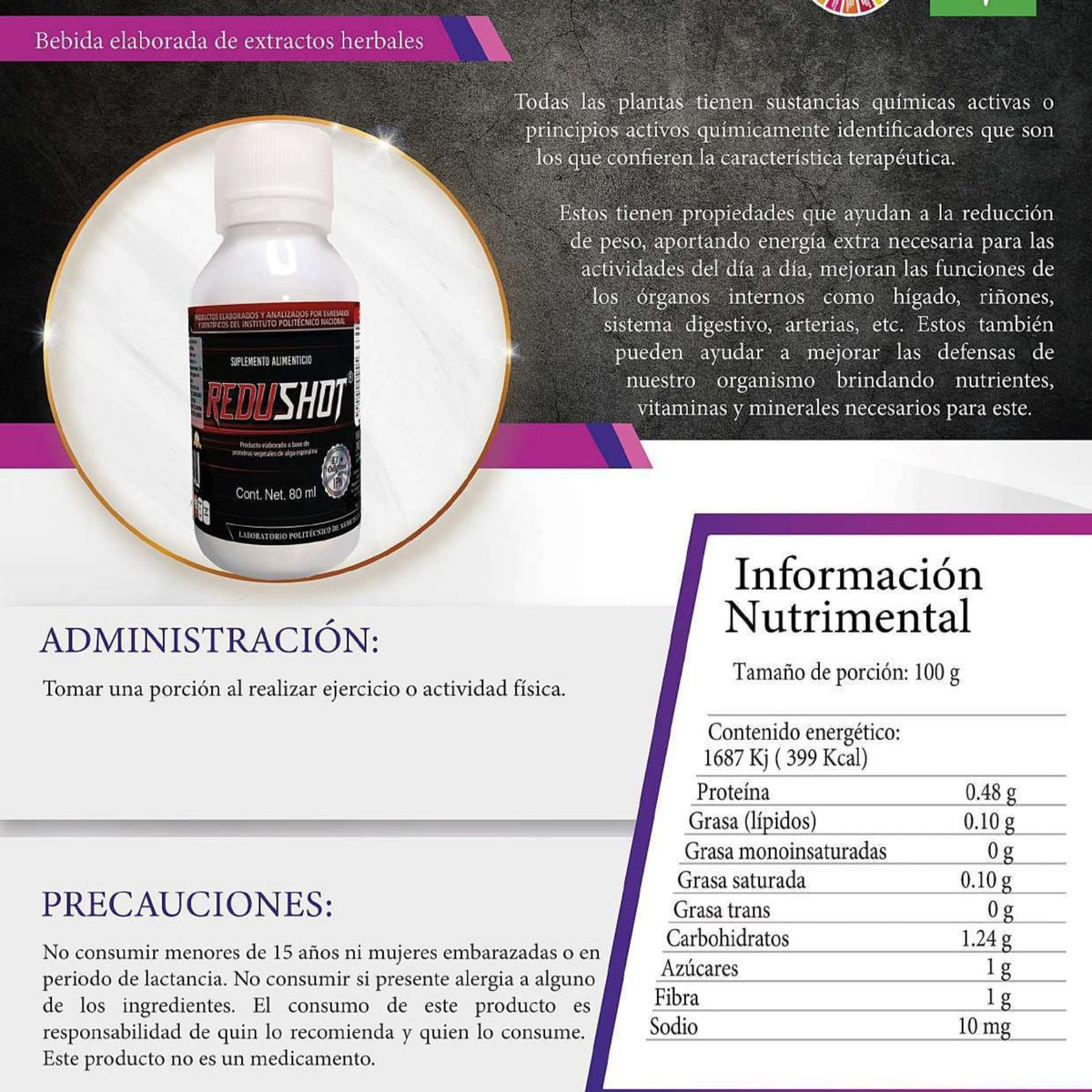 Redushot ideal para la actividad física 80 ml