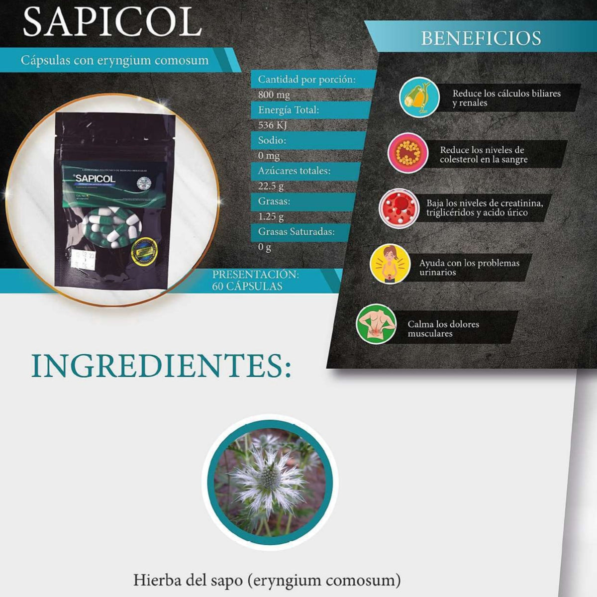 Sapicol Hierba del Sapo 60 cápsulas