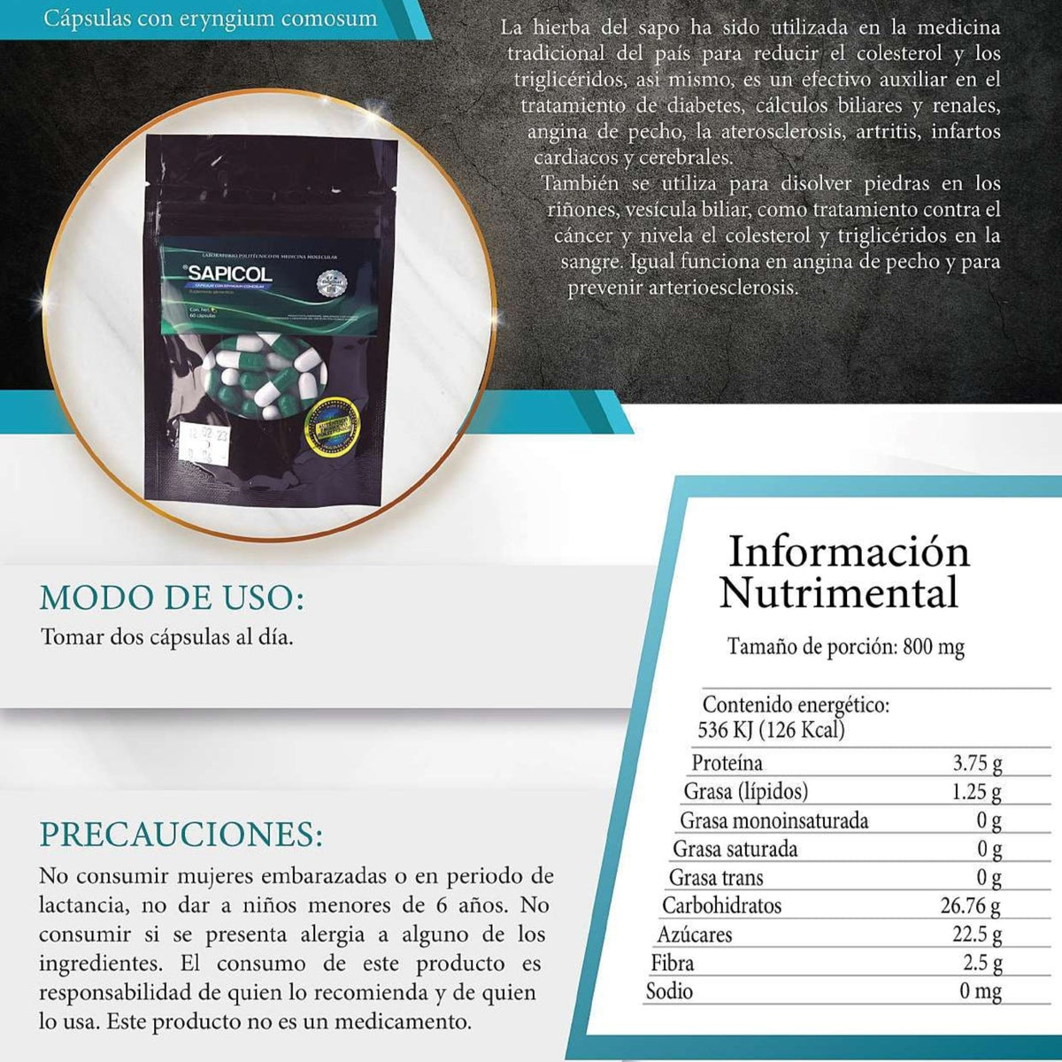 Sapicol Hierba del Sapo 60 cápsulas