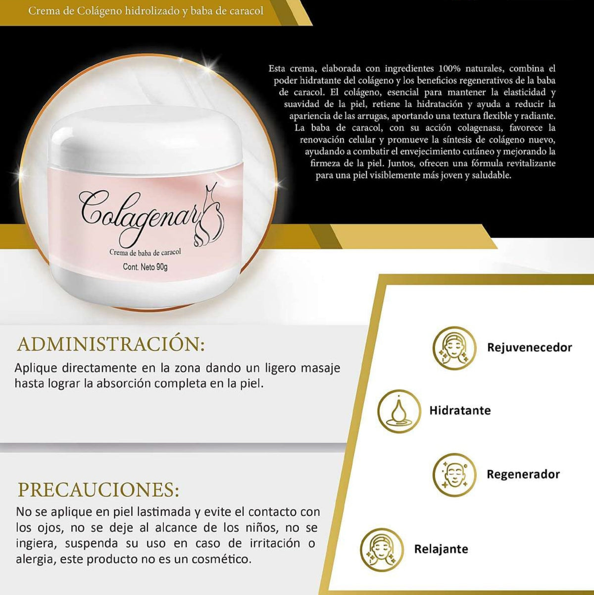 COLAGENAR CREMA DE BABA DE CARACOL 90G