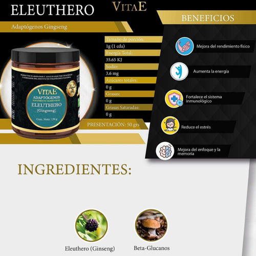 Eleuthero Gingseng (Adaptógenos Vitae) 150g