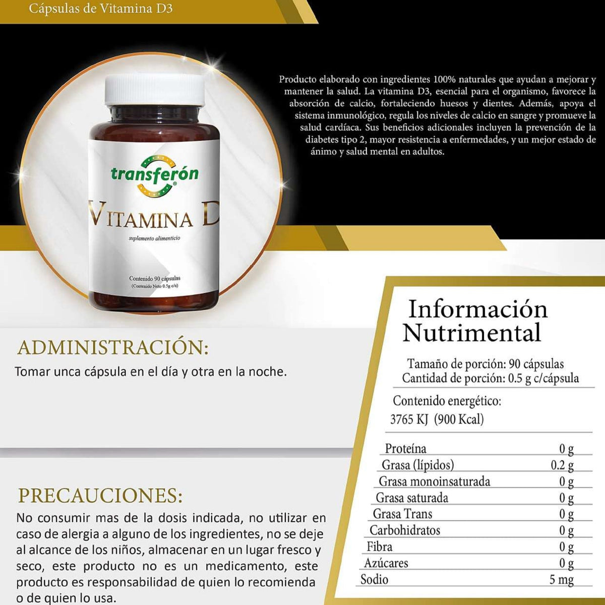 Vitamina D 10,000 UI 60 cápsulas.