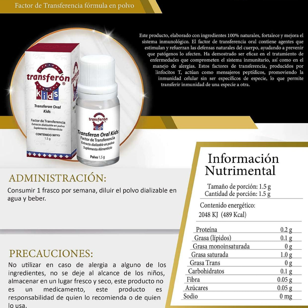 TRANSFERON KIDS EXTRACTO DIALIZABLE EN POLVO 1.5G