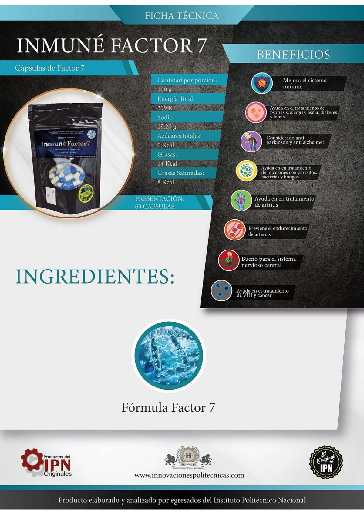 Inmune Factor 7: Factor de Transferencia de Alta Pureza (Respaldo IPN) - 60 Cápsulas
