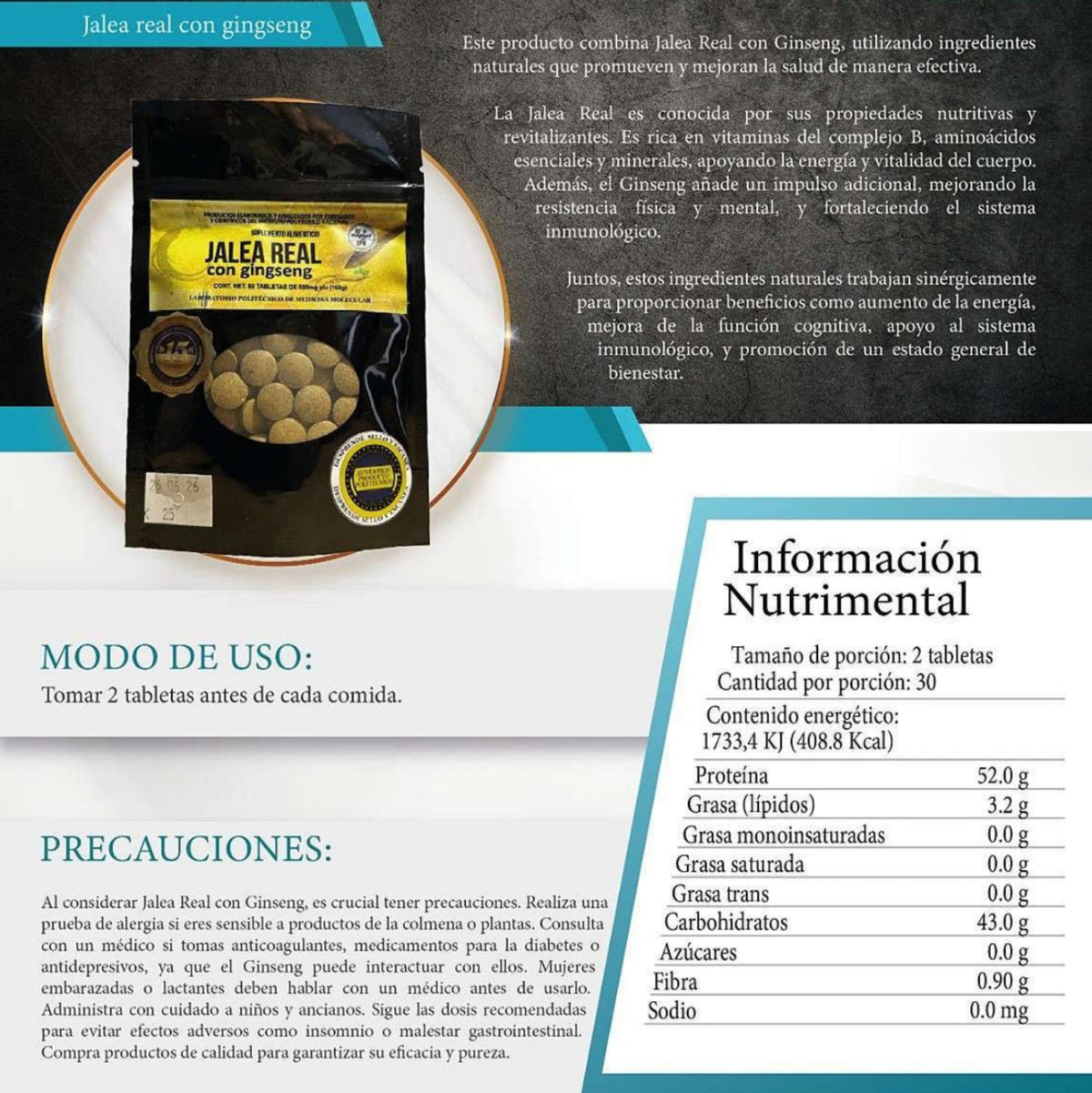 Jalea Real con Ginseng (60 Tabletas)