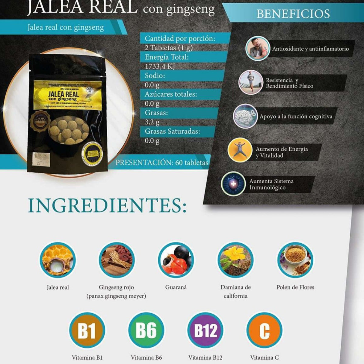 Jalea Real con Ginseng (60 Tabletas)