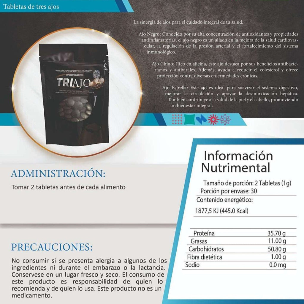 Triajo Ajo Negro, Chino y Estrella 60 tabletas