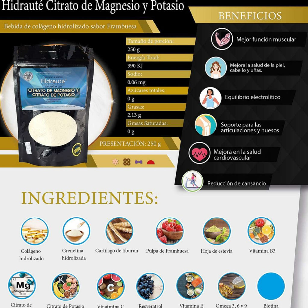 Hidrauté Citrato de Magnesio 250 gramos