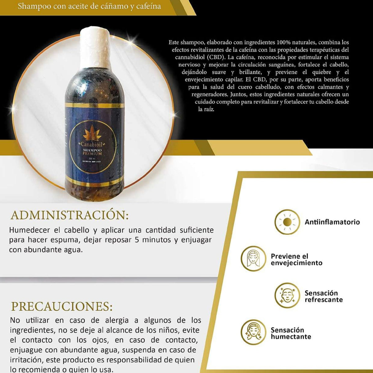Shampoo con CBD 240 ml.