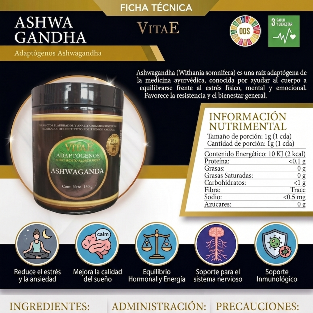 Ashwaganda (Adaptógenos Vitae) 150g