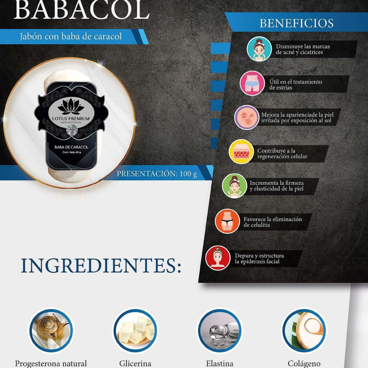 Babacol (Barra de Jabón con Baba de Caracol)